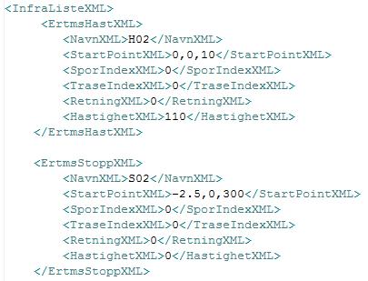 Hovedprosjekt HiO 2010 Produktrapport ERTMS Driver Interface Simulering 7.5 INFRA.XML Fra infra.xml leses øvrig infrastruktur.