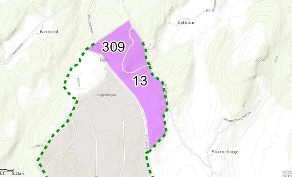 0 da i retning mot nord (områdene 13 og 309). 2.