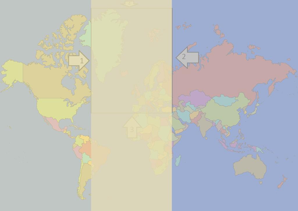 Nå ser vi at EUROPA vises på skjermen to steder, oppe og nede. Oppe, står det EUROPA uansett hvor musepekeren er, så lenge den er til høyre for grense 1.