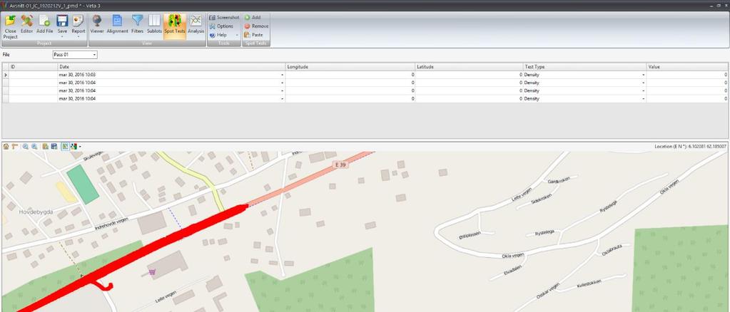 NTNU I ÅLESUND SIDE 71 Skjermdump 24: VETA, Spot Test. Oversiktsbilde.