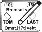 Når vognens bruttovekt uten avrunding er mindre enn omstillingsvekten skal lastvekselstilleren stilles i stilling «Tom».