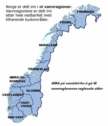 Regionalt organisering Vannregionutvalg (regionale myndigheter + kommunene og FK), samordnet av Vannregionmyndighet