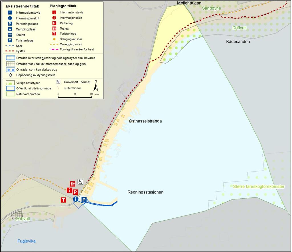 Forvaltningsområde 6 Østhasselstrand Listastrendene landskapsvernområde Formålet med landskapsvernområdet er å bevare et egenartet natur- og kulturlandskap med spesielle strandtyper og geologiske,