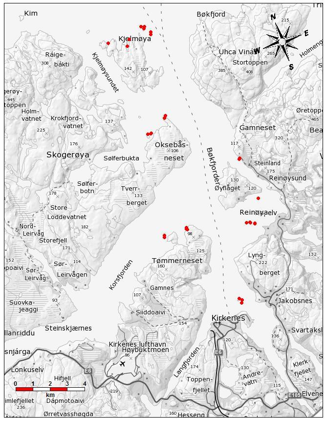 En oversikt over lokaliteter for ROV-transekt er gitt i Figur 2.