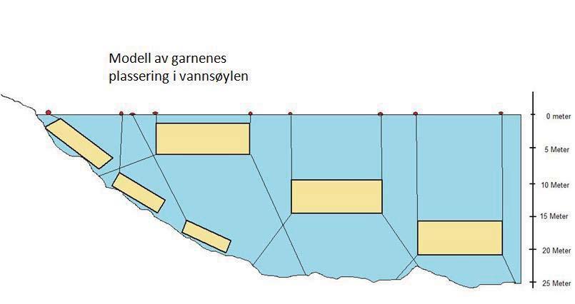 Bildet er hentet fra (Statens Kartverk 211) Settegarna var 1,5 x 25 meter, mens de pelagiske garna var 4/6 x 25 meter.