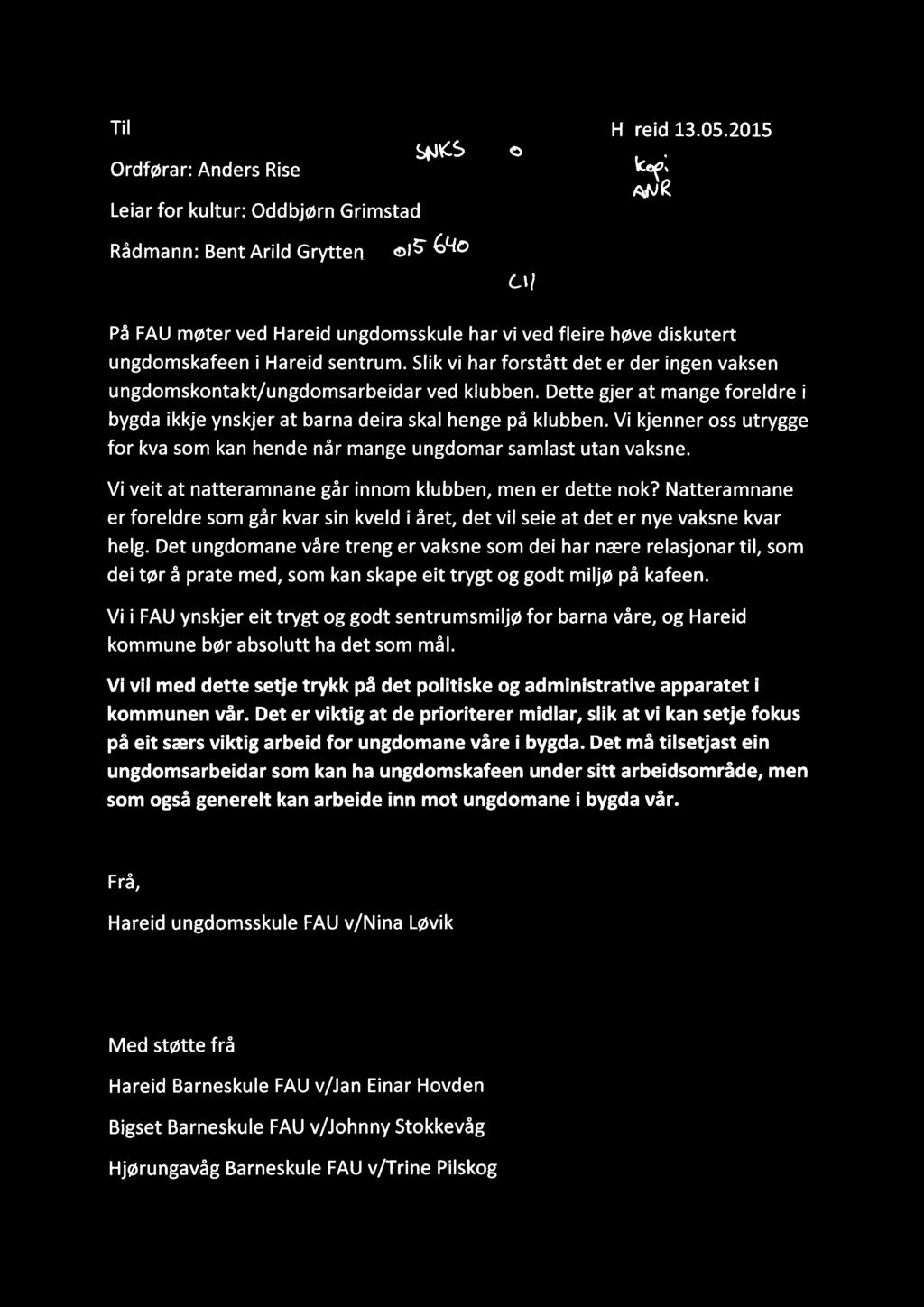 H A l KO M M U N E Til W" i " ""_'W -"Wm "" H reid 13.05.2015 K: Ordførar: Anders Rise *""" '.$_N \<._ _.1._--._s.>,.D ;.