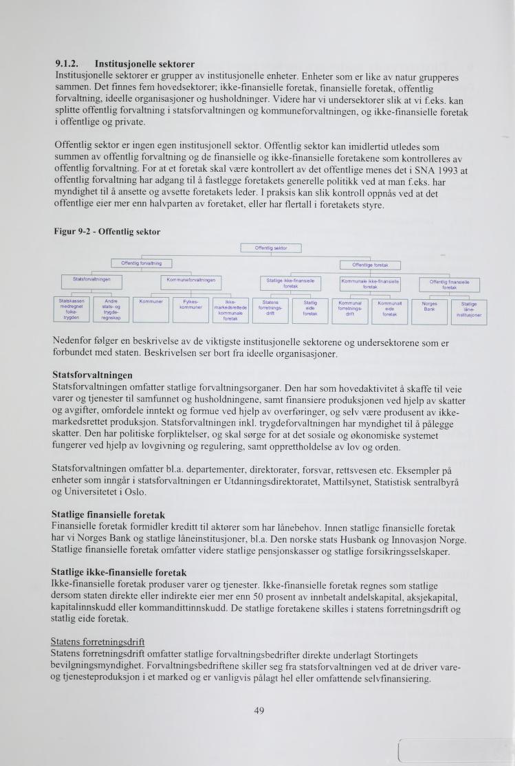 9.1.2. Institusjonelle setorer Institusjonelle setorer er grupper av institusjonelle enheter. Enheter som er lie av natur grupperes sammen.