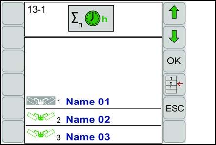 13 ISOBUS-terminal menyer 13.13 Meny 13 «Tellere» Symbol Betegnelse Forklaring Åpne detaljteller/kundeteller Vise kundeteller En liste over alle kundene vises.