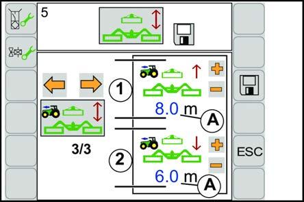 ISOBUS-terminal menyer 13 Meny 6 «Stille inn senkehastighet» 13.11 Øk eller reduser verdien, se side 90. EQ000-917 / EQ000-735 Velg og lagre modus 3.