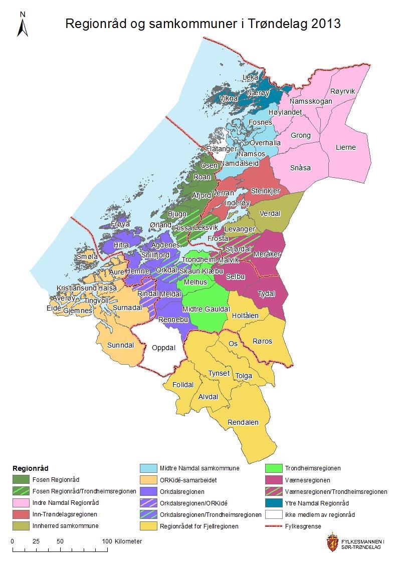 - NIVI Analyse AS Ingen av disse regioninndelingene er like og ingen av dem samsvarer med hverken regionrådsstrukturen eller de