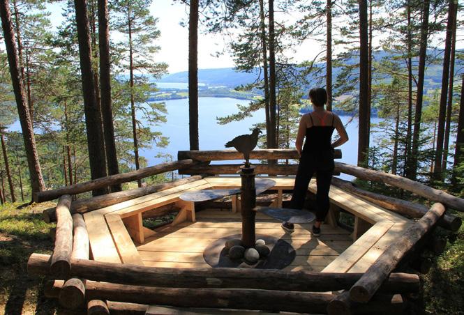 Sparebankstiftelsen DNB har gitt Våtmarkssenteret støtte til å lage et utkikkspunkt i Odnesberget naturreservat. Det er laget av Hans Magne Lunde.
