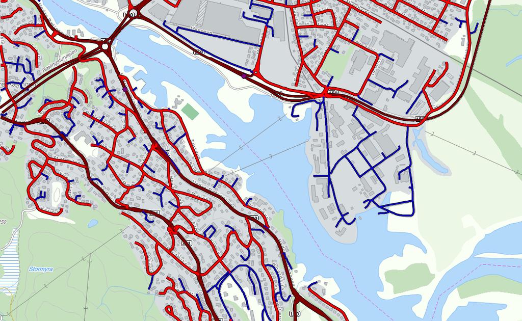 Borgensberget Trafikkanalyse Side 6 Figur 2 : Dagens veg- og gatenett, brun strek = riksveg /