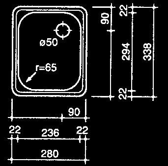 850,- Skap 40 Ståltykkelse 0,6 mm Kum 236 x