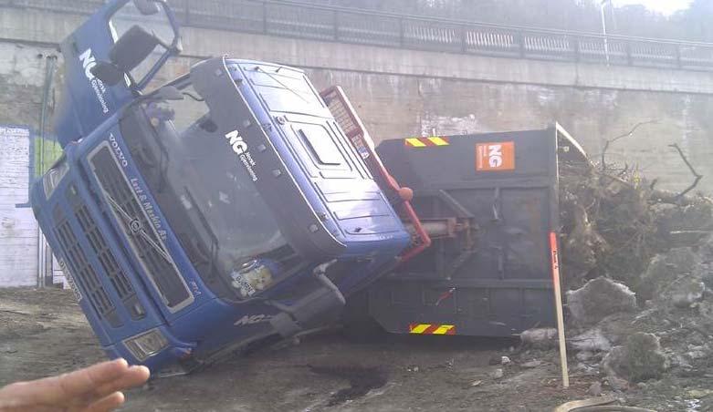 Containerbil veltet under lasting 12.03.13 Læring av uønsket hendelse Konsekvens og tapspotensial Ingen personskade. Potensiell dødsulykke dersom sikkerhetssone rundt bil ikke var ivaretatt.