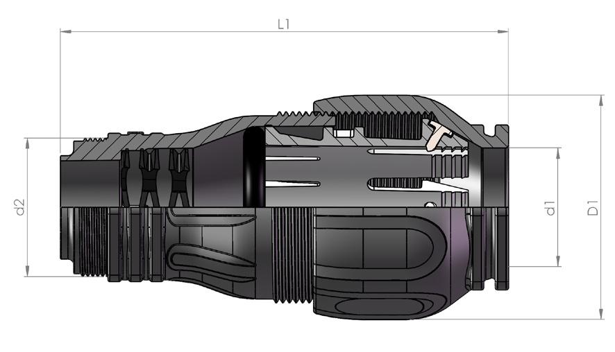 BYGGEMÅL TYPE 136 ISIFLO FLEXIADAPTER Dim. L1 D1 d1 d2 RWG NR. NRF NR.