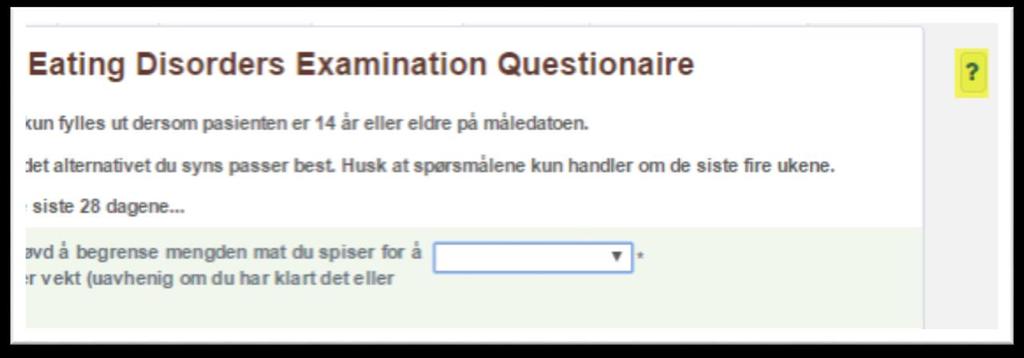 Veiledningstekst slås på ved å trykke på spørsmålstegnet i høyre marg: 5.