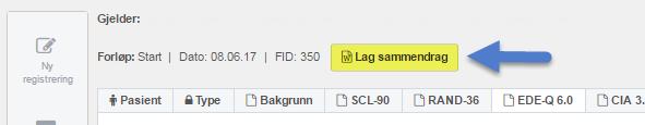 DEL 3- Bruk av opplysninger fra NorSpis 3.1 Sammendragsfilen Når skjemaene for en pasient er ferdigstilt, kan man hente frem et sammendrag av pasientens skåringer på de psykrometriske instrumentene.