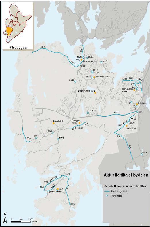 Oversiktskart over registerte utygghetspunkt i TS-plan for Bergen