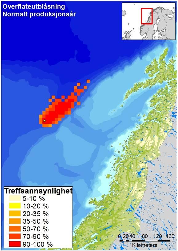 DET NORSKE VERITAS Rapport for Statoil ASA Miljørisikoanalyse for utbygging og drift av Aasta Hansteen feltet i Norskehavet MANAGING RISK Figur 3-3 Sannsynligheten for treff av mer enn 1 tonn olje i
