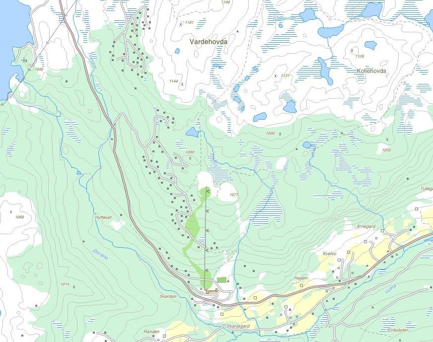 Enkel problemkartlegging og tiltaksanalyse for vassførekomsten Storåne - Votna 26 Ureining frå Skarslia RA og Rødungen RA til vassførekomsten I dag er dei fleste hyttene (ca 100 hytter) i