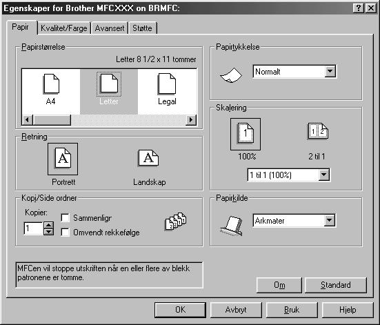 12 Skriverdriver-innstillinger (Kun for Windows ) Bruke Brother MFC-590 skriverdriver En skriverdriver er programvare som oversetter data fra det formatet som brukes av en datamaskin til det formatet