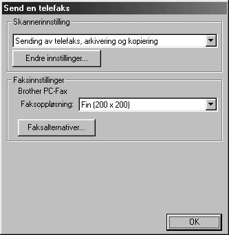 Send en telefaks Skannerinnstilling Fra rullegardinlisten velger du skannemodusen som passer for filtypen: Sending av telefaks, arkivering og kopiering; Tekst for OCR; Fotografier; Fotografier (høy