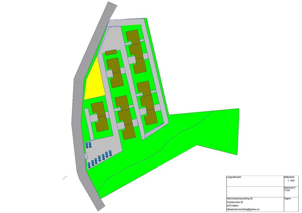 Figur 2: Planskisse som viser det planlagte boliger og tilhørende infrastruktur på eiendommen (Villa Eiendomsutvikling AS).