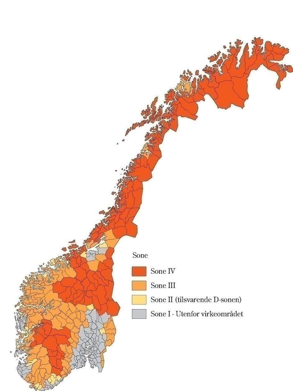 Figur 3: Sonene for det distriktspolitiske virkeområdet.