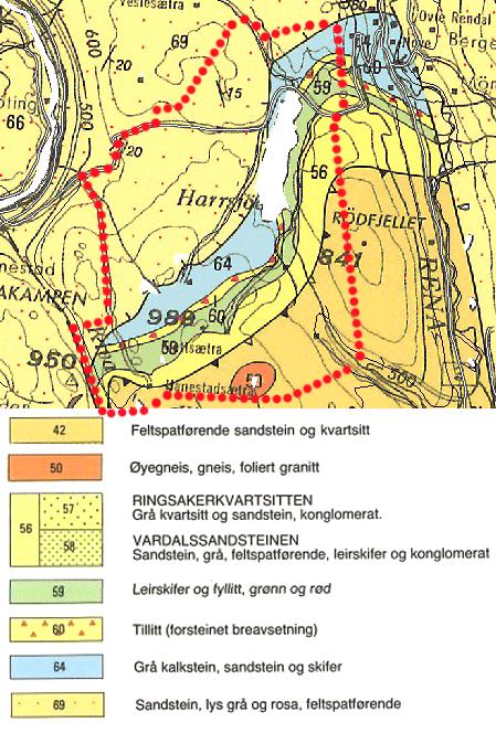 3.3 Berggrunn I følgje berggrunnskart frå Norges geologiske undersøkelser (www.ngu.