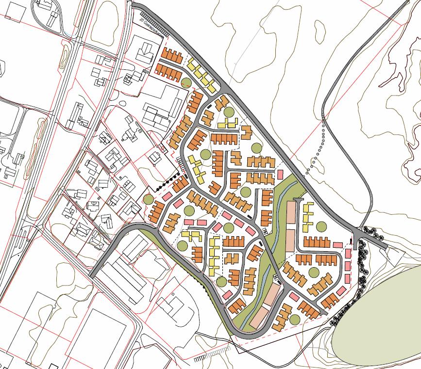 2 Situasjonsbeskrivelse Bruholmsjordet ligger øst for fylkesvei 710 ved Brekstad, se Figur 1. Bebyggelse på planområdet er planlagt i en avstand på ca.