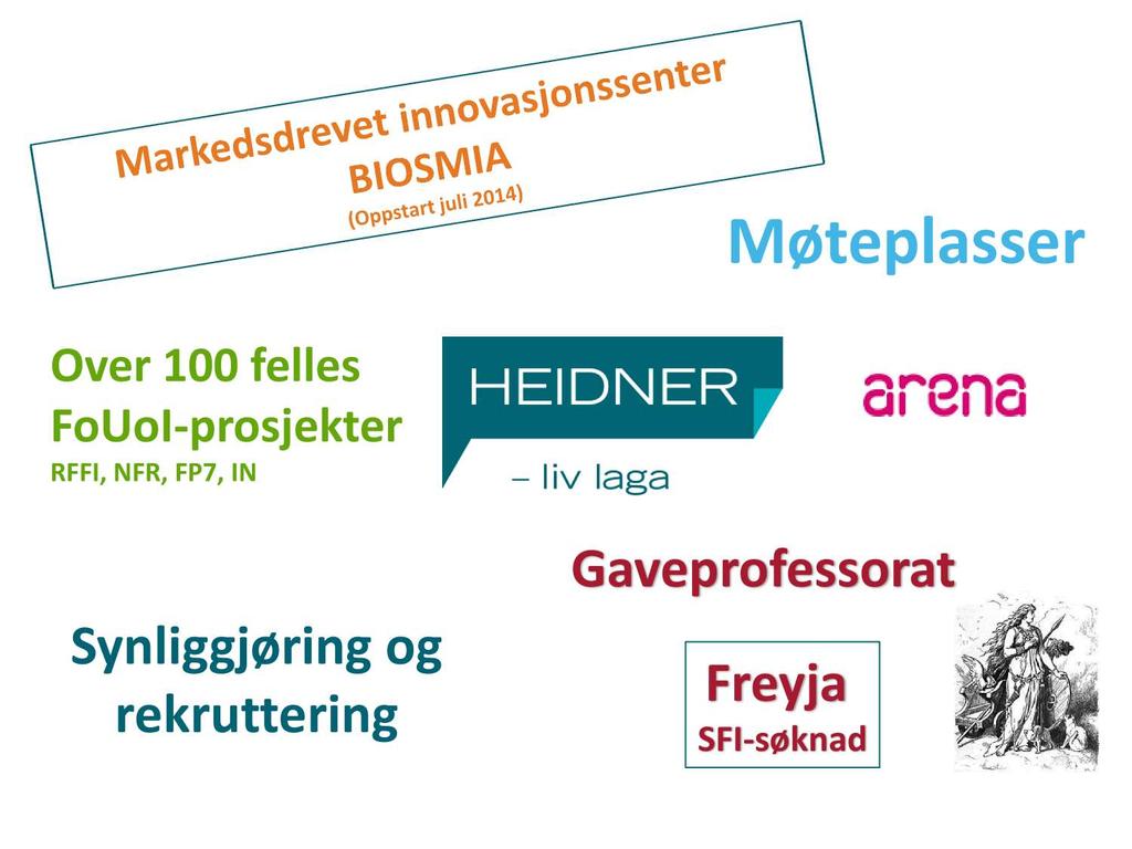 M øteplasser Over 100 felles FoUoI - prosjekter RFFI, NFR, FP7,