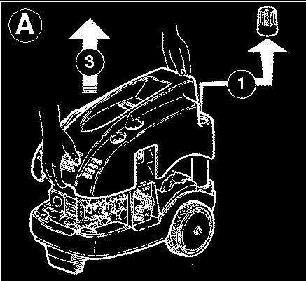 La targhetta di identificazione con le caratteristiche tecniche è posizionata sul motore.