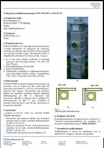 I tillegg har SP Fire Research (tidligere Sintef/Nbl) vurdert produktet, og utstedt sin produktdokumentasjon.