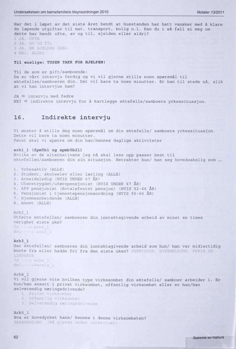 Undersøkelsen om barnefamiliers tilsynsordninger 2010 Notater 13/2011 Har det i løpet av det siste året hendt at husstanden har hatt vansker med å klare de løpende utgifter til mat, transport, bolig