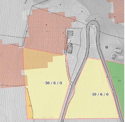 Saksinformasjon 29 De endrede arealene på 4,6 daa (markert rødt på figur til venstre) rund hovedhuset på gnr.