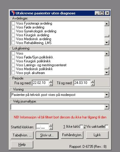 Bruk deretter hurtigtastene Ctrl+M eller Meny: Rutine Medisinsk registrering, og en kommer inn i bildet hvor diagnoser og prosedyrer registreres.