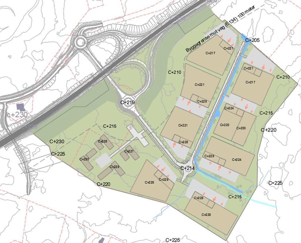 Figur 2 - Illustrasjonsplan som viser planområdet med planavgrensning. Kilde: Norconsult.