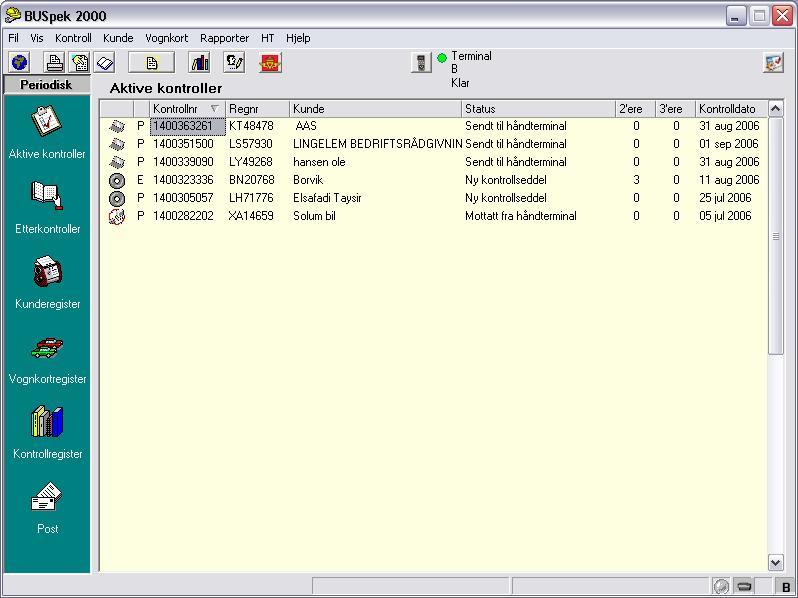 Start av håndterminal Når du har overført kontroller og vil utføre kontrollene i ditt verksted må du først starte håndterminalen fra BUSpek2000.