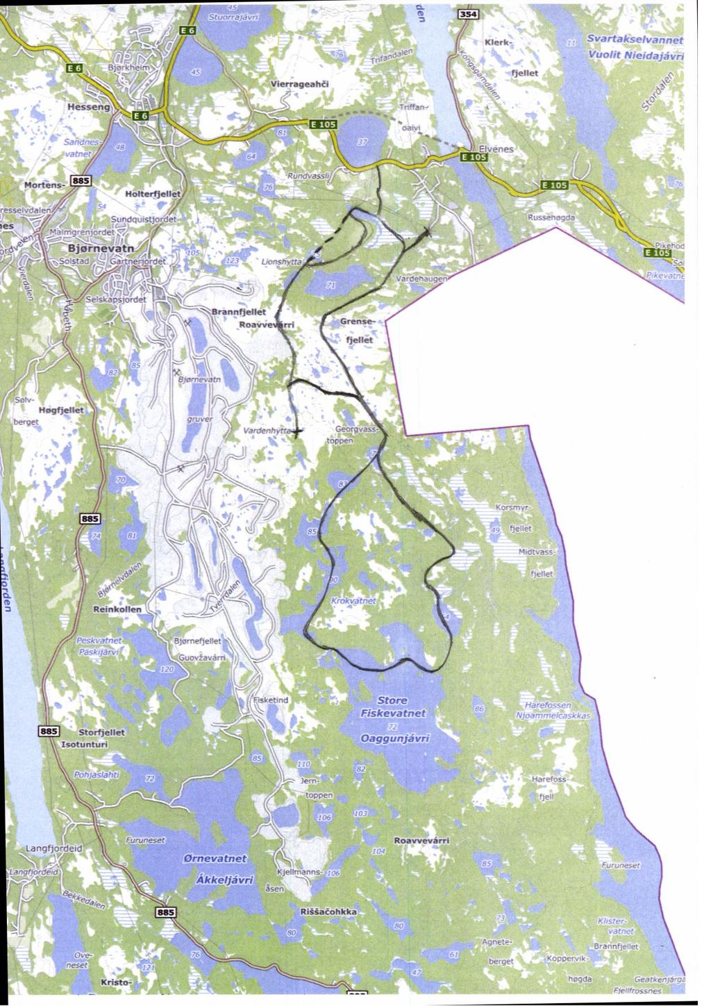 354 E 6 Kristo- Klerk- Svartakselynnet Vuolit Nieidafåvri Vierrageahd fjellet Hessenw r\ --- E 105 885 f. Mortens- Holterfjellet 'Nf.',' -.