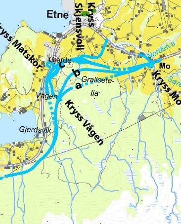 Delområde ØA: Fikse - Mo Konsekvenser : ikke-prissatte Variant ØA-I-a, kryss Vågen ØA-I-b, kryss Vågen ØA-I-c, kryss Matskor ØA-I-c, kryss Skjensvoll Nærmiljø og friluftsliv Landskap Kulturmiljø