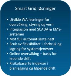 automatiserte nett Bruk av fleksibilitet i forbruk og lagring for systemtjenester Online overvåking basis for løpende drift Risikobaserte