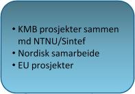 prosjekter Pilot prosjekter for master KMB prosjekter Case studier Pilot prosjekter KMB og BIP prosjekter Internasjonale FoU prosjekter