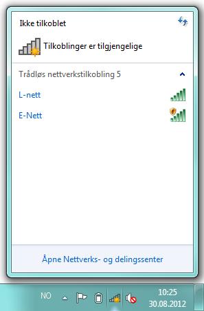 1: Trådløst nettverk For å koble din bærbare PC til det trådløse