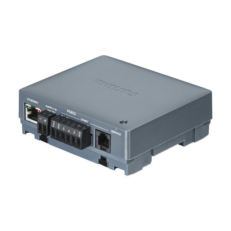 Versions EnvisionGateway leverer en multifunksjonell Ethernet kobling til et Philips Dynalite system og Envision POE system.