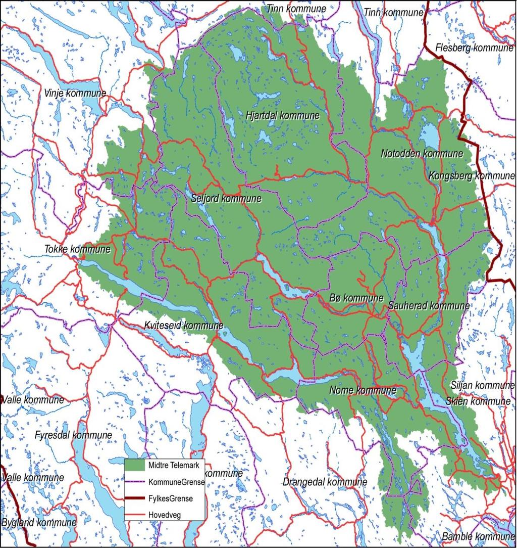 MIDTRE TELEMARK Skien, Nome, Bø, Sauherad, Hjartdal, Notodden, Seljord, Kviteseid, Tokke