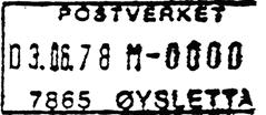 Brevhuset ØYSVOLL ble nedlagt 30.04.1989 Stempel nr. 1 Type: P Utsendt mars 1942 ØYSVOLL Innsendt?