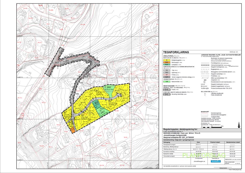 Planens avgrensning innbefatter Fanavollen frem til kryss mot Krokeidevegen samt kryssløsningen. Planområdet er totalt på ca. 18.daa.