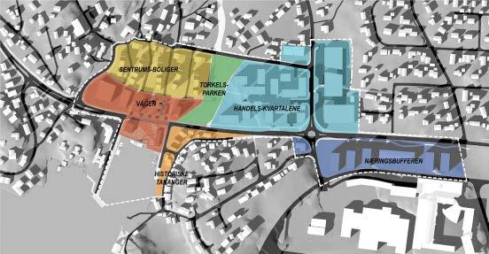 myke trafikkanter. Videre skal det sikres grønne forbindelser fra næringsområdene i sentrum til boligområdene både innenfor og utenfor planområdet.