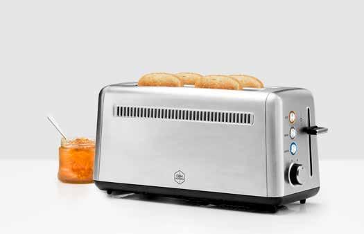 pris: 699,- Effekt: 900 W Toaster Brooklyn Steel 4 Toaster Daybreak White Toaster Daybreak Black Modell 2718 4-skivers brødrister i rustfritt stål Trinnløs innstilling av ønsket ristningsgrad