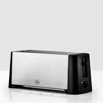 MATLAGING Brødristere Brødristere MATLAGNING Toaster Design Inox 2 2-skivers brødrister i rustfritt stål Trinnløs innstilling av ønsket ristningsgrad Uttakbart smulebrett High rise-funksjon som gjør